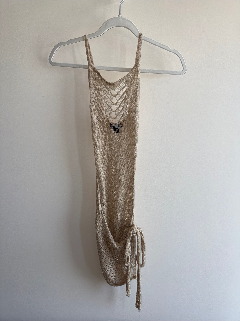 PrettyLittleThing Beige Crochet Swim Coverup